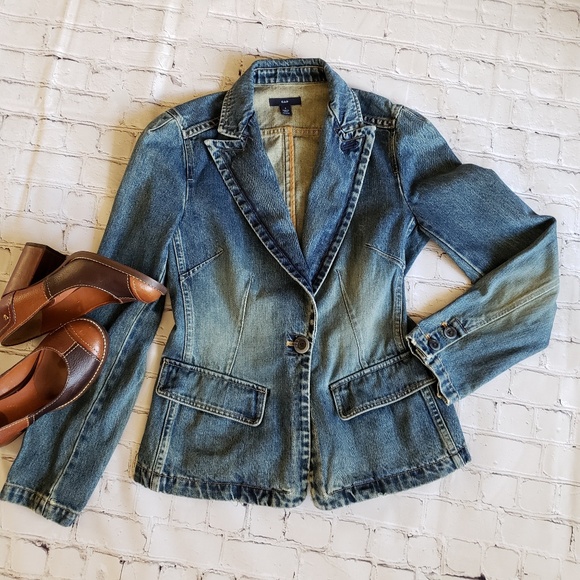 GAP Jackets & Blazers - Gap Denim Boho Distressed Blazer S